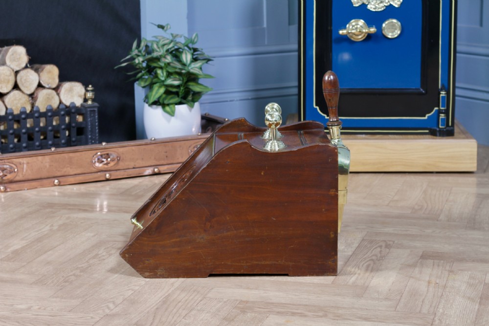 Antique Edwardian Art Nouveau Oak Carved Fireside Coal Purdonium Scuttle Box C1900 View XIX