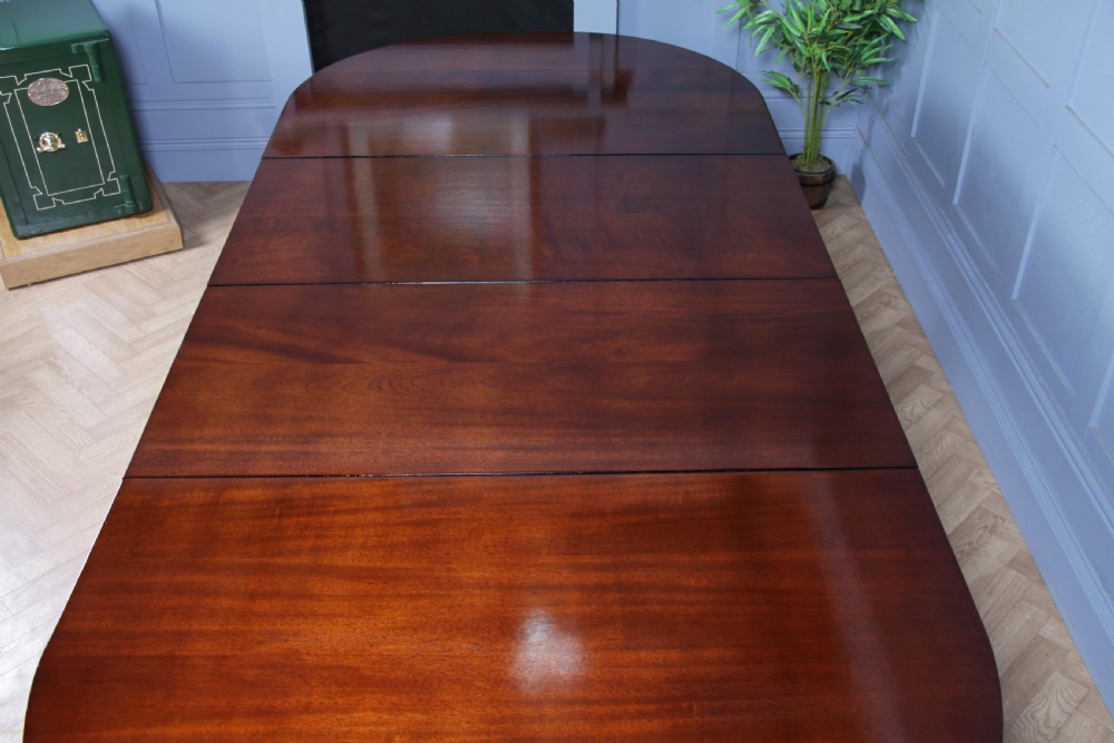 Antique 9ft Regency Revival Solid Mahogany Twin Pedestal 2 Leaf Dining Table C1900 View VII