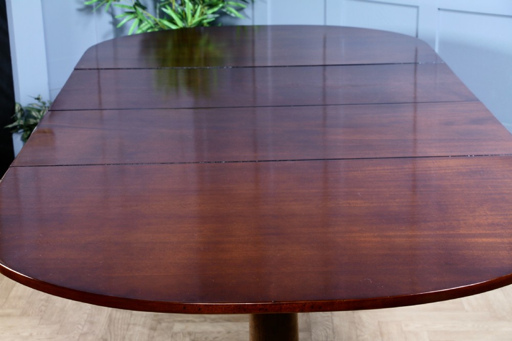 Antique 9ft Regency Revival Solid Mahogany Twin Pedestal 2 Leaf Dining Table C1900 View VIII