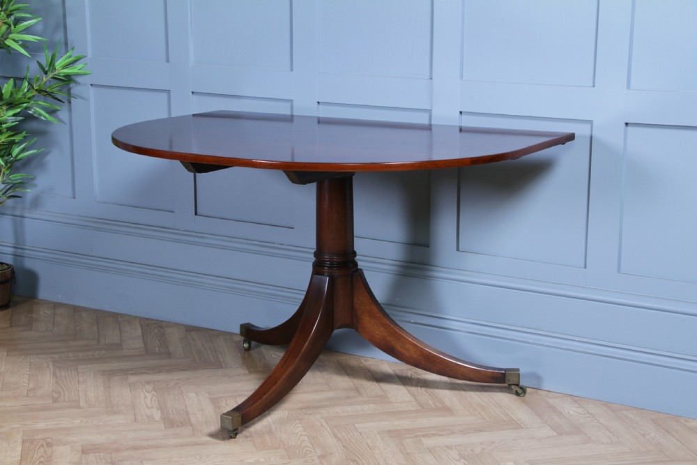 Antique 9ft Regency Revival Solid Mahogany Twin Pedestal 2 Leaf Dining Table C1900 View XV