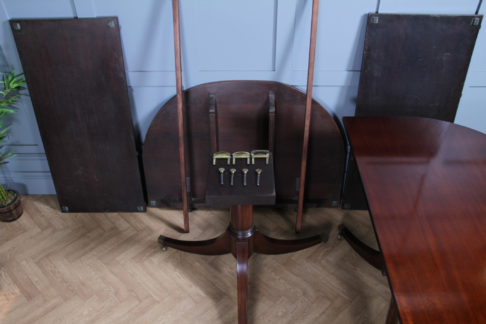 Antique 9ft Regency Revival Solid Mahogany Twin Pedestal 2 Leaf Dining Table C1900 View XVII
