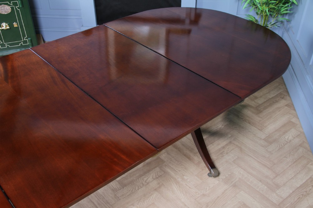 Antique 9ft Regency Revival Solid Mahogany Twin Pedestal 2 Leaf Dining Table C1900 View XX