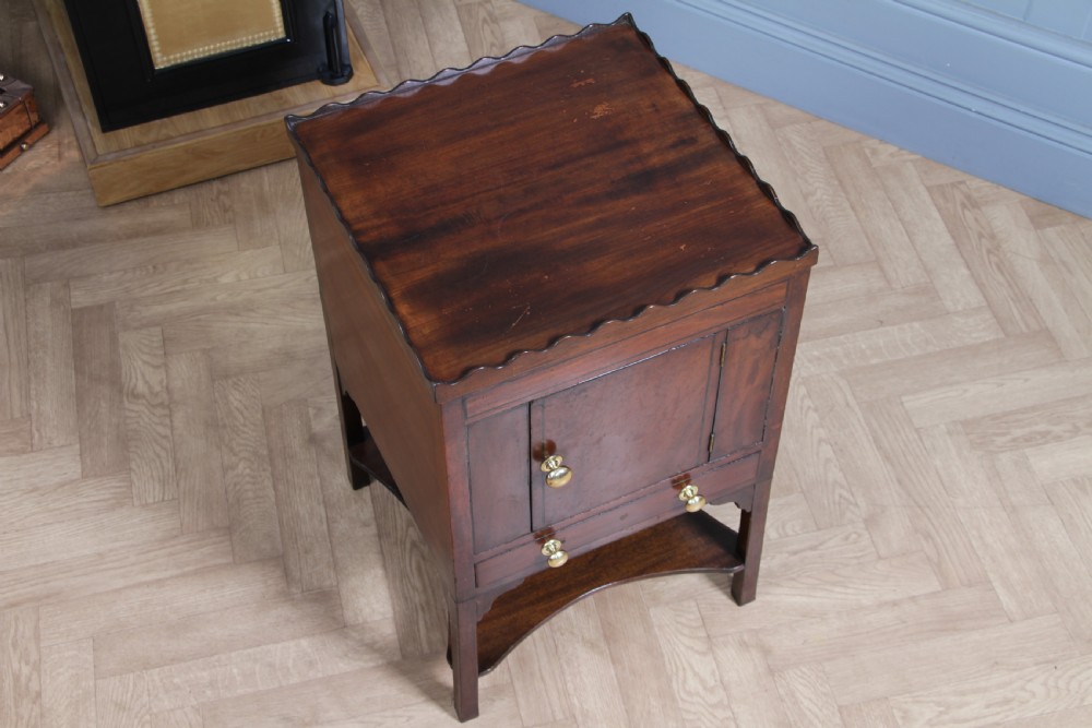 Antique Georgian Flame Grain Mahogany & Ebony Inlaid Tray Top Bedside Cupboard Lamp Side Table View II