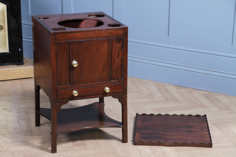 Antique Georgian Flame Grain Mahogany & Ebony Inlaid Tray Top Bedside Cupboard Lamp Side Table View V