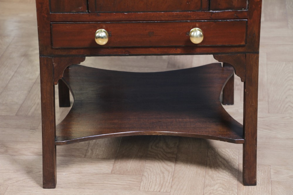 Antique Georgian Flame Grain Mahogany & Ebony Inlaid Tray Top Bedside Cupboard Lamp Side Table View VII