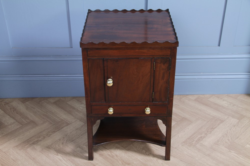 Antique Georgian Flame Grain Mahogany & Ebony Inlaid Tray Top Bedside Cupboard Lamp Side Table View XII