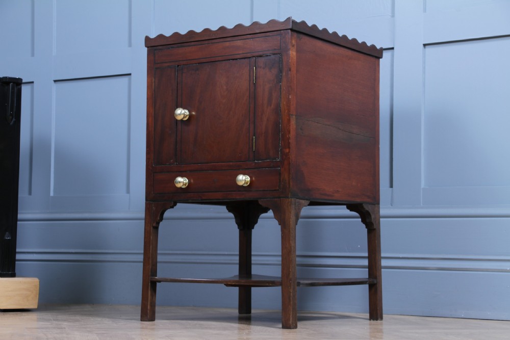 Antique Georgian Flame Grain Mahogany & Ebony Inlaid Tray Top Bedside Cupboard Lamp Side Table View XVII