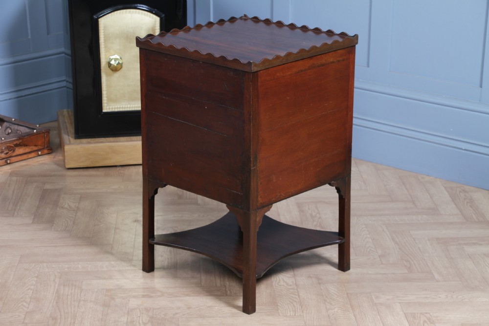 Antique Georgian Flame Grain Mahogany & Ebony Inlaid Tray Top Bedside Cupboard Lamp Side Table View XX