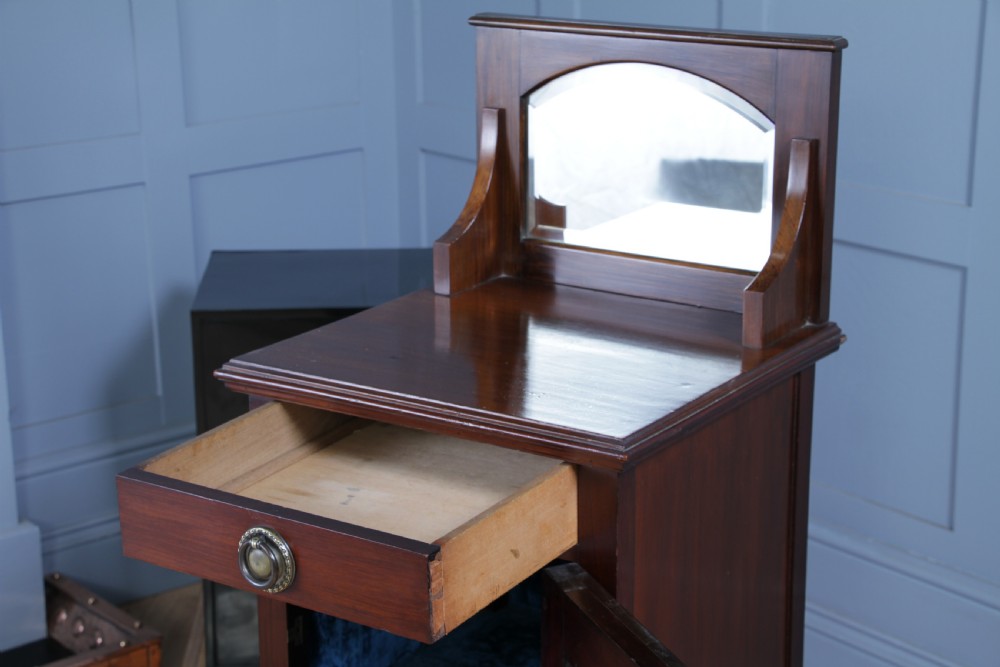 Antique Art Nouveau Mahogany Glazed Display Cabinet Bedside Cupboard Music 1900 View III