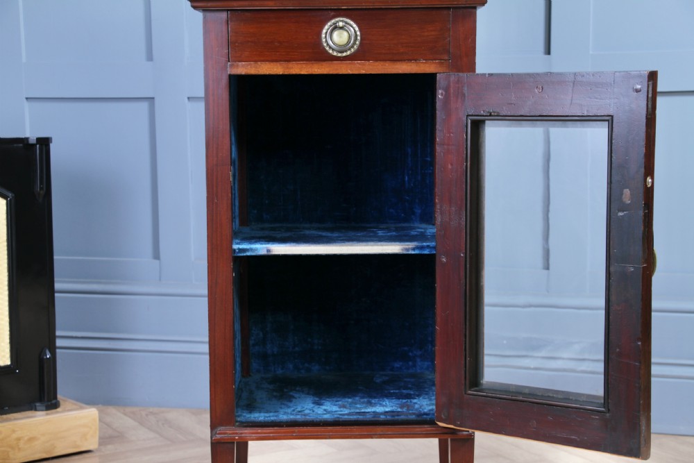 Antique Art Nouveau Mahogany Glazed Display Cabinet Bedside Cupboard Music 1900 View VI