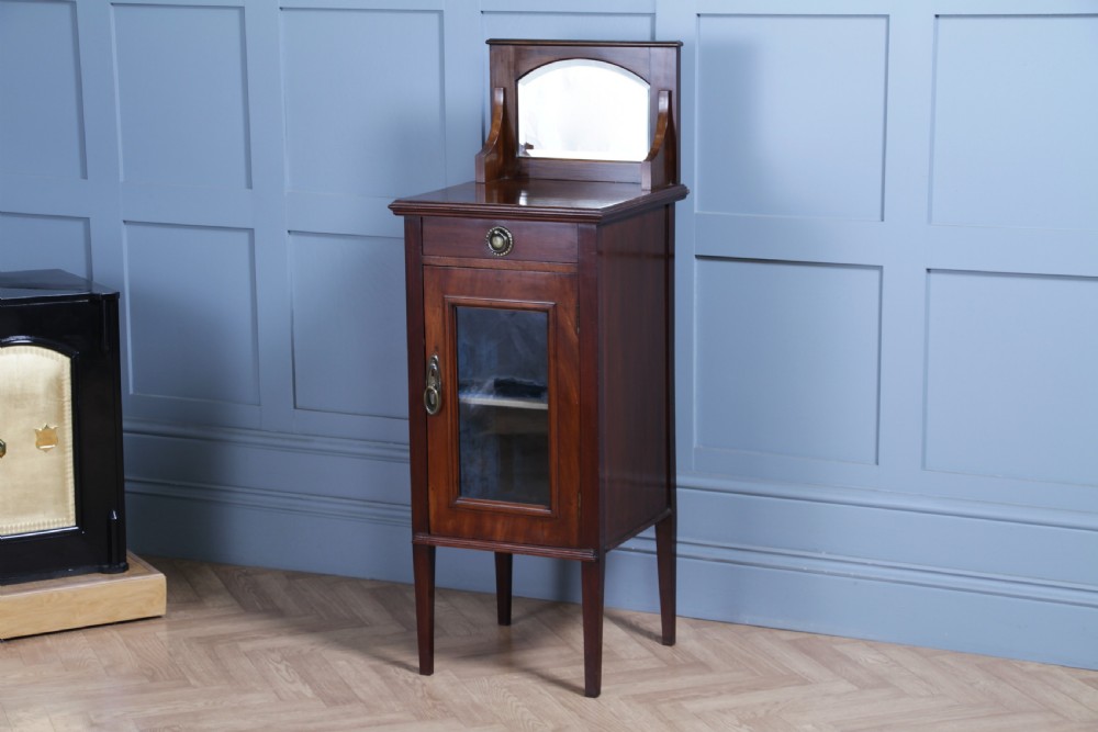Antique Art Nouveau Mahogany Glazed Display Cabinet Bedside Cupboard Music 1900 View VIII