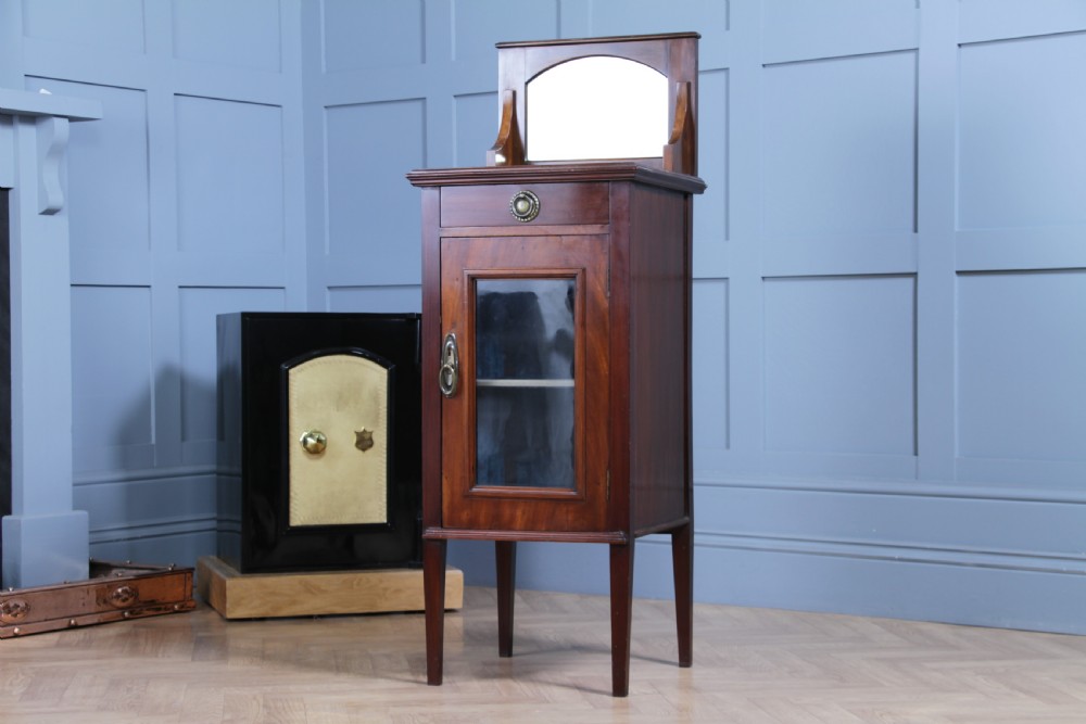 Antique Art Nouveau Mahogany Glazed Display Cabinet Bedside Cupboard Music 1900 View IX