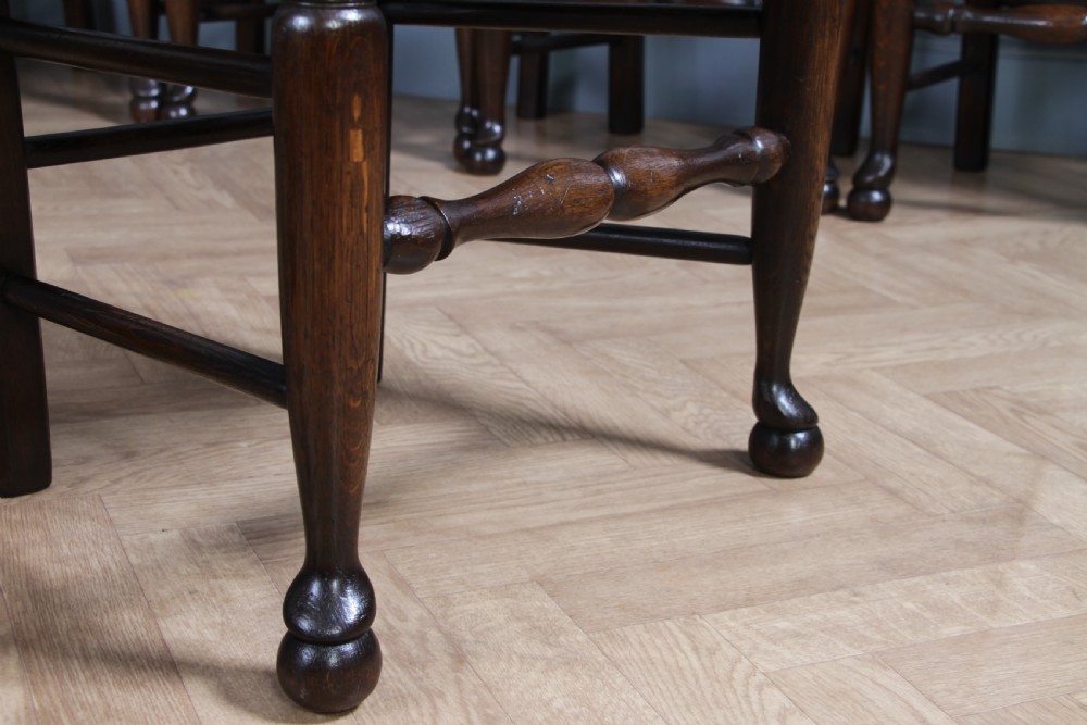 Titchmarsh & Goodwin Set of 9 Ladder Back Solid Oak Rush Seated Dining Chairs 8 View IX