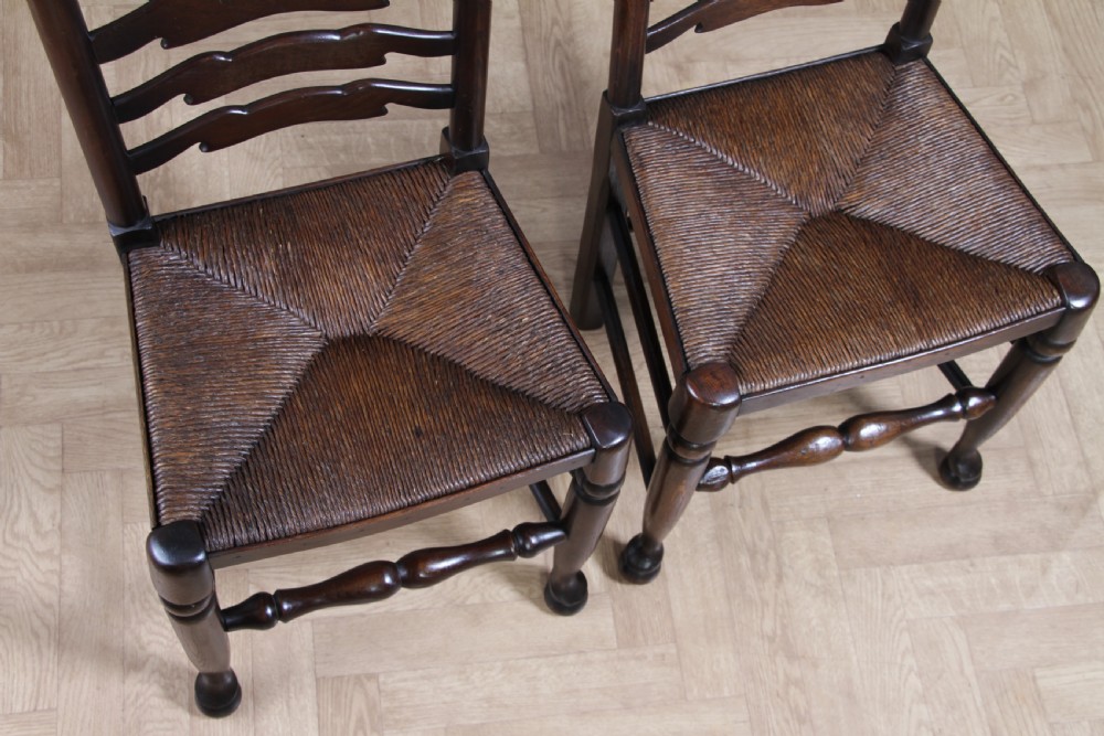 Titchmarsh & Goodwin Set of 9 Ladder Back Solid Oak Rush Seated Dining Chairs 8 View XVIII