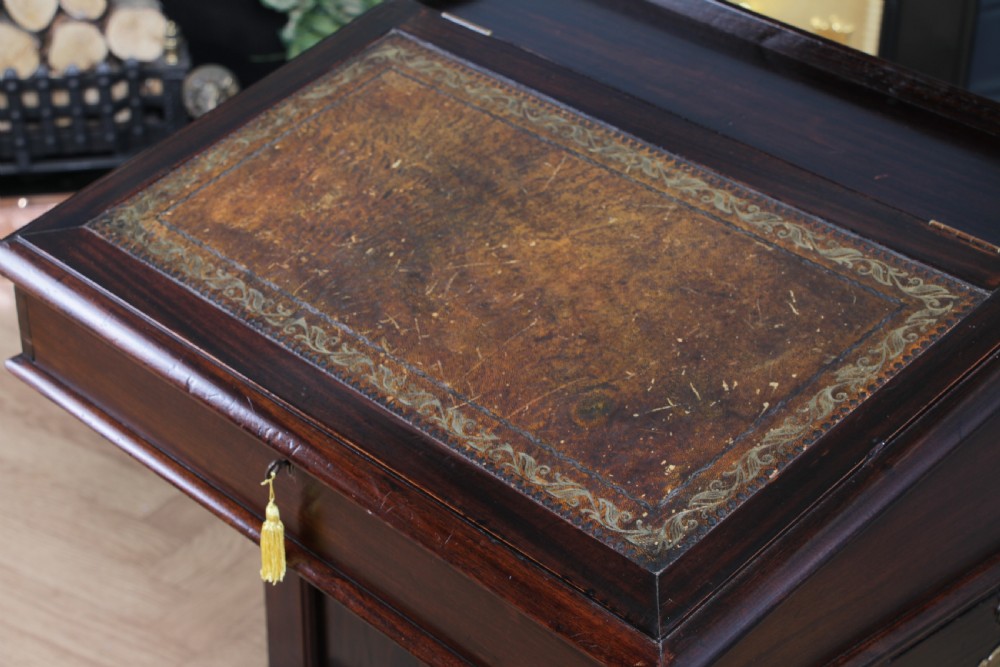 Antique Original Edwardian Walnut 3 Drawer Davenport Writing Desk C1890 View XI