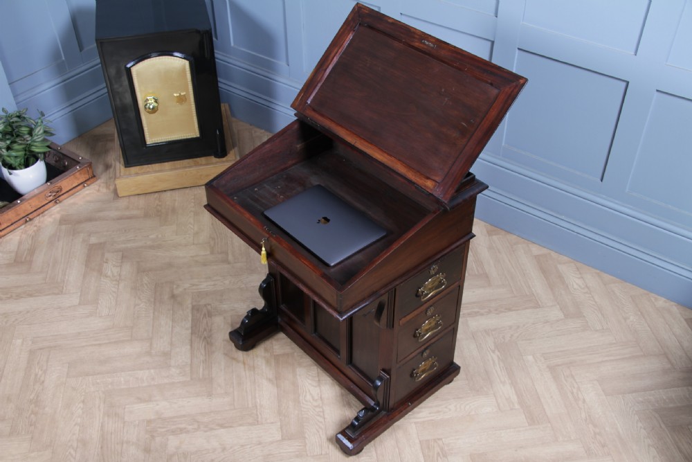 Antique Original Edwardian Walnut 3 Drawer Davenport Writing Desk C1890 View XII