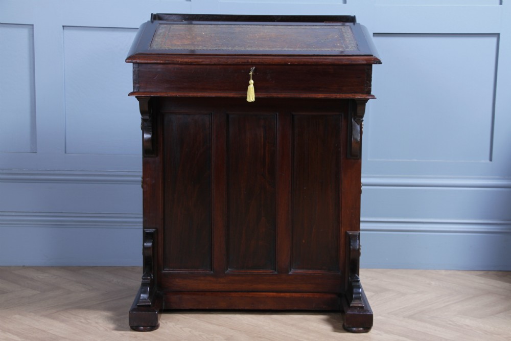 Antique Original Edwardian Walnut 3 Drawer Davenport Writing Desk C1890 View XIV