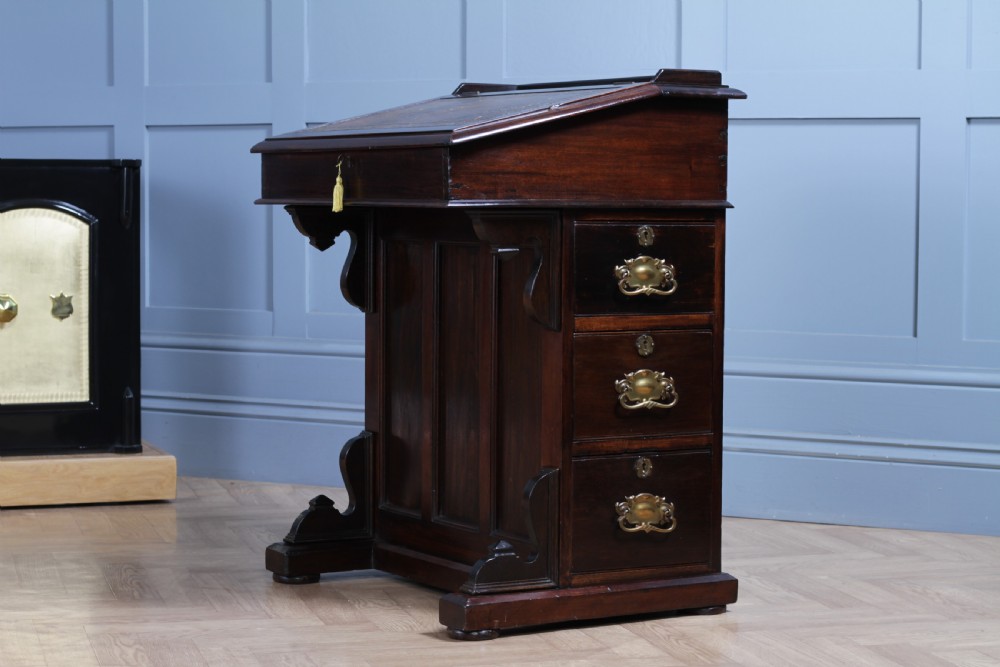 Antique Original Edwardian Walnut 3 Drawer Davenport Writing Desk C1890 View XV