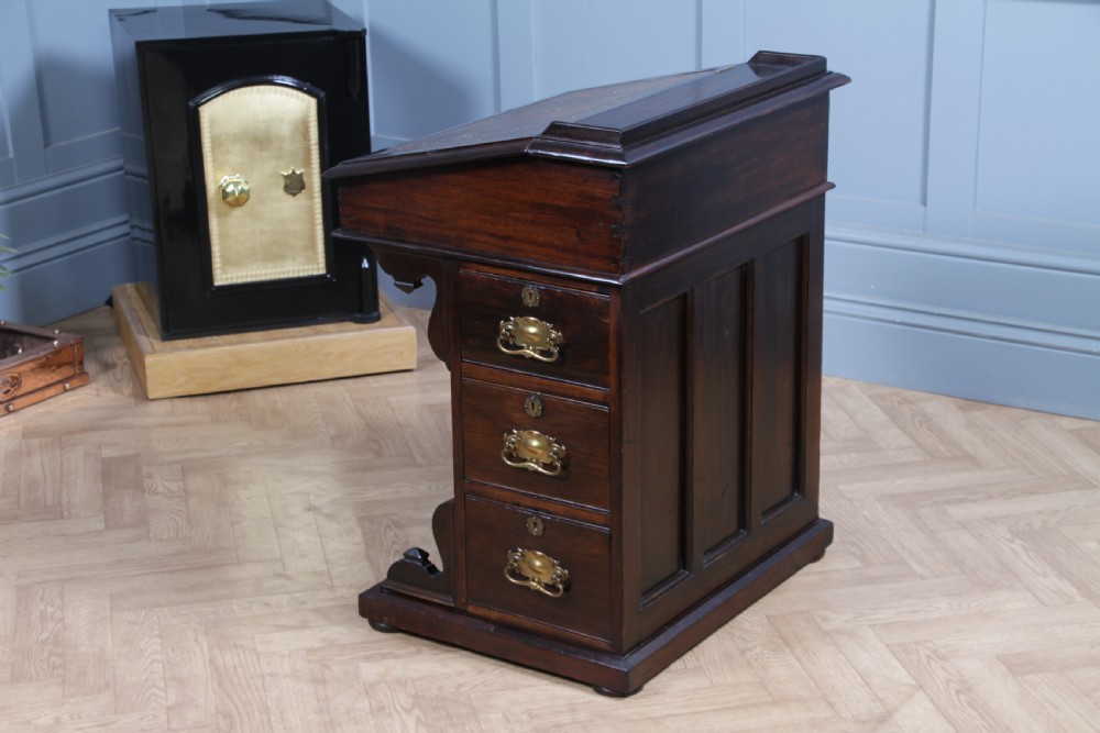 Antique Original Edwardian Walnut 3 Drawer Davenport Writing Desk C1890 View XVI