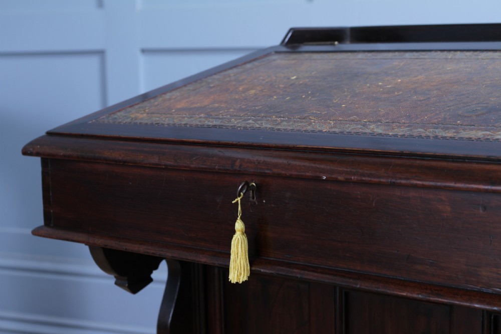 Antique Original Edwardian Walnut 3 Drawer Davenport Writing Desk C1890 View XVII