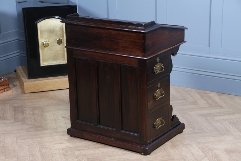 Antique Original Edwardian Walnut 3 Drawer Davenport Writing Desk C1890 View XX