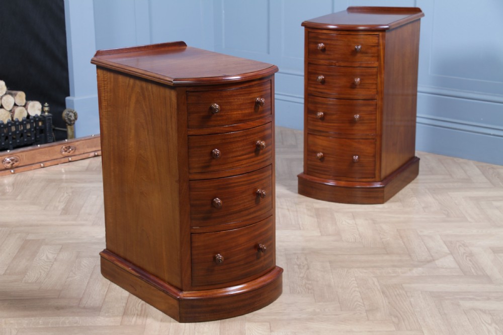 Pair of Antique Victorian Bow Front Mahogany Bedside Chests of Drawers C1850 View III