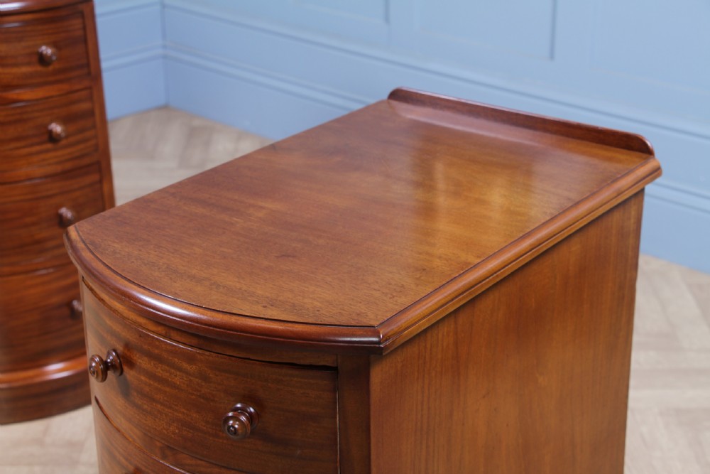 Pair of Antique Victorian Bow Front Mahogany Bedside Chests of Drawers C1850 View VII
