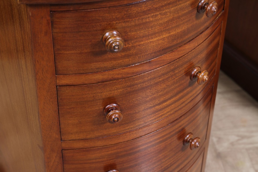Pair of Antique Victorian Bow Front Mahogany Bedside Chests of Drawers C1850 View VIII