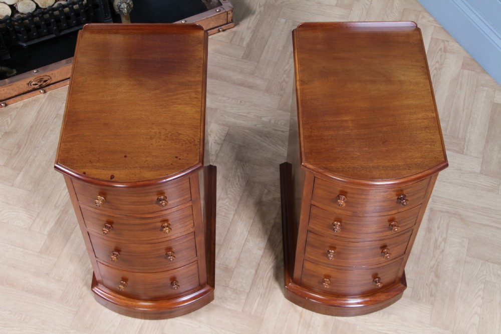 Pair of Antique Victorian Bow Front Mahogany Bedside Chests of Drawers C1850 View IX