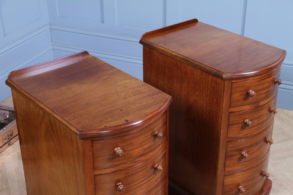 Pair of Antique Victorian Bow Front Mahogany Bedside Chests of Drawers C1850 View XI