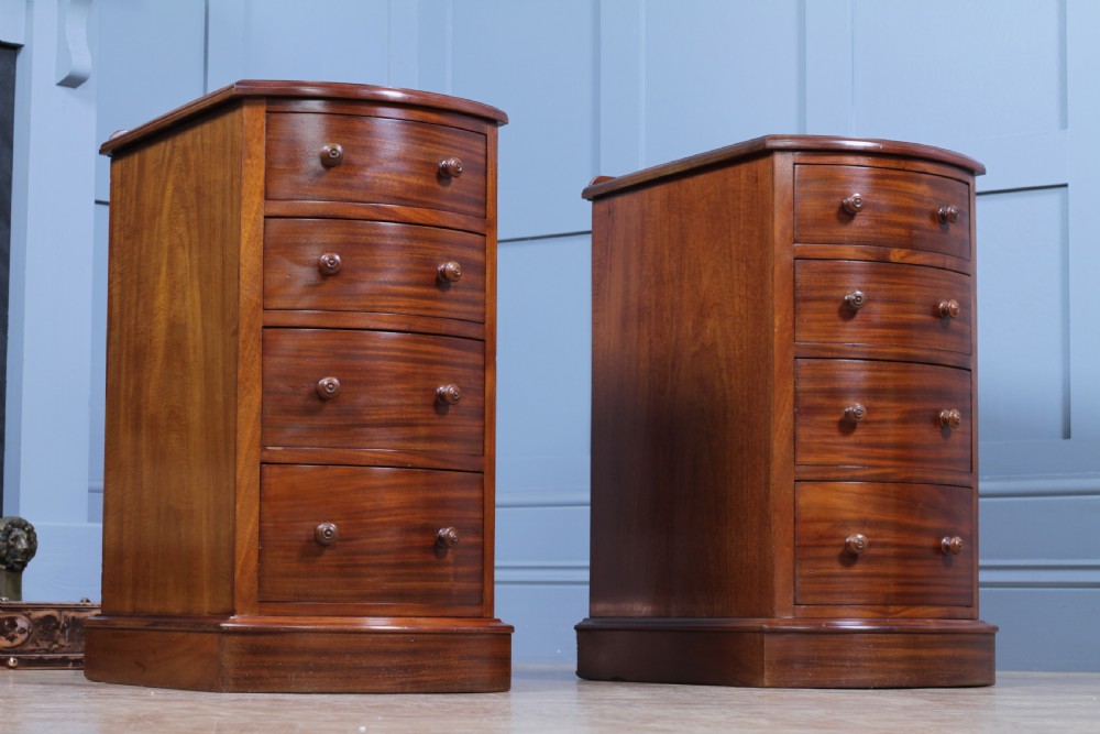 Pair of Antique Victorian Bow Front Mahogany Bedside Chests of Drawers C1850 View XII