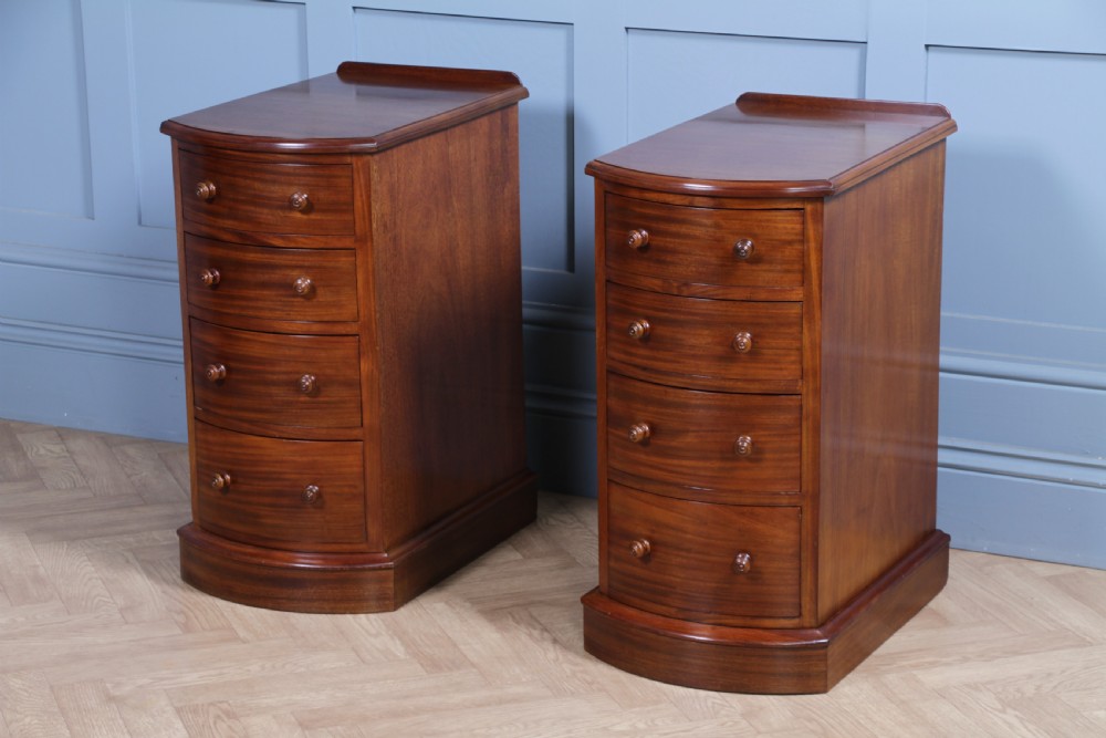 Pair of Antique Victorian Bow Front Mahogany Bedside Chests of Drawers C1850 View XIII