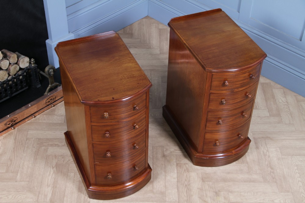Pair of Antique Victorian Bow Front Mahogany Bedside Chests of Drawers C1850 View XIV