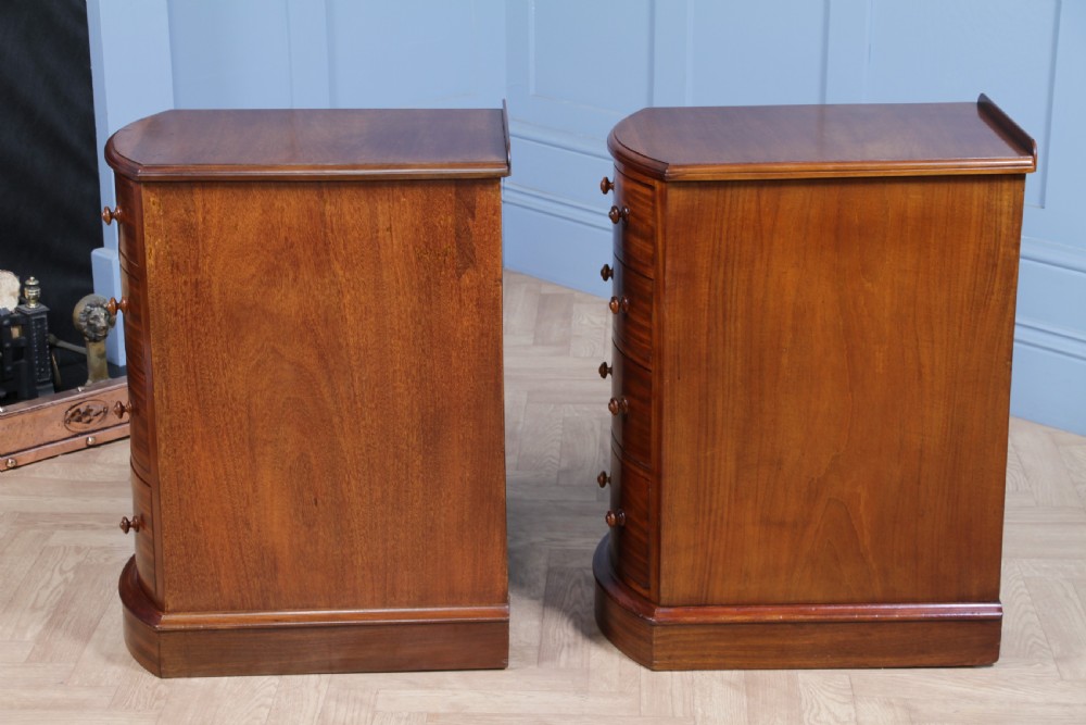 Pair of Antique Victorian Bow Front Mahogany Bedside Chests of Drawers C1850 View XV