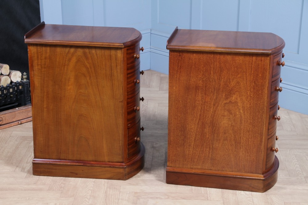 Pair of Antique Victorian Bow Front Mahogany Bedside Chests of Drawers C1850 View XVI