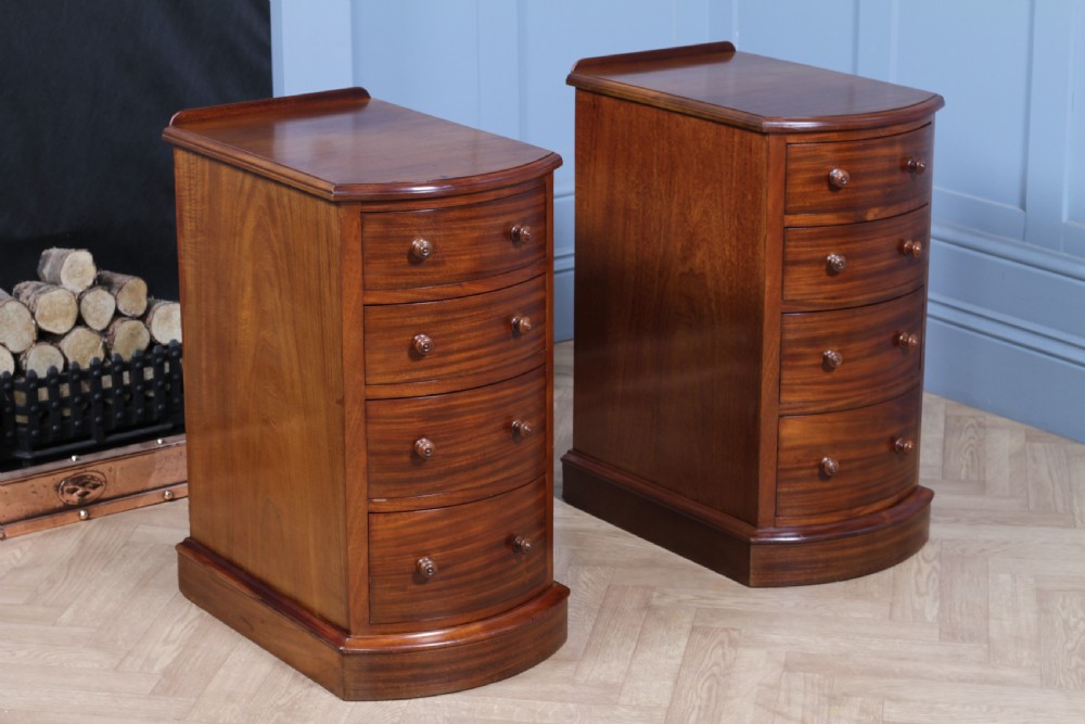 Pair of Antique Victorian Bow Front Mahogany Bedside Chests of Drawers C1850 View XVII
