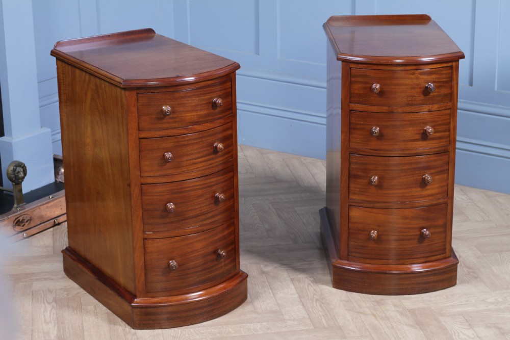 Pair of Antique Victorian Bow Front Mahogany Bedside Chests of Drawers C1850 View XVIII