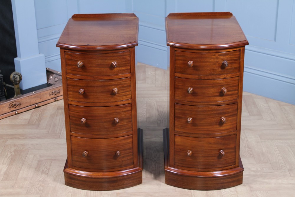Pair of Antique Victorian Bow Front Mahogany Bedside Chests of Drawers C1850 View XIX
