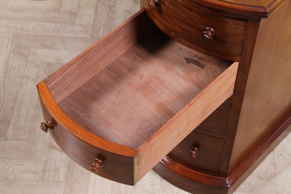Pair of Antique Victorian Bow Front Mahogany Bedside Chests of Drawers C1850 View XX