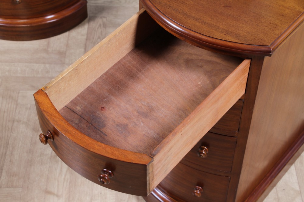 Pair of Antique Victorian Bow Front Mahogany Bedside Chests of Drawers C1850 View XXIII