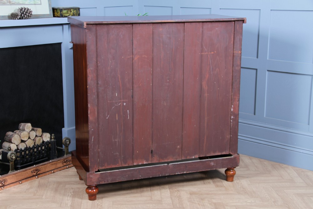 Original Antique Victorian Flame Grain Tall Mahogany Scottish Chest of 6 Drawers View XXIII