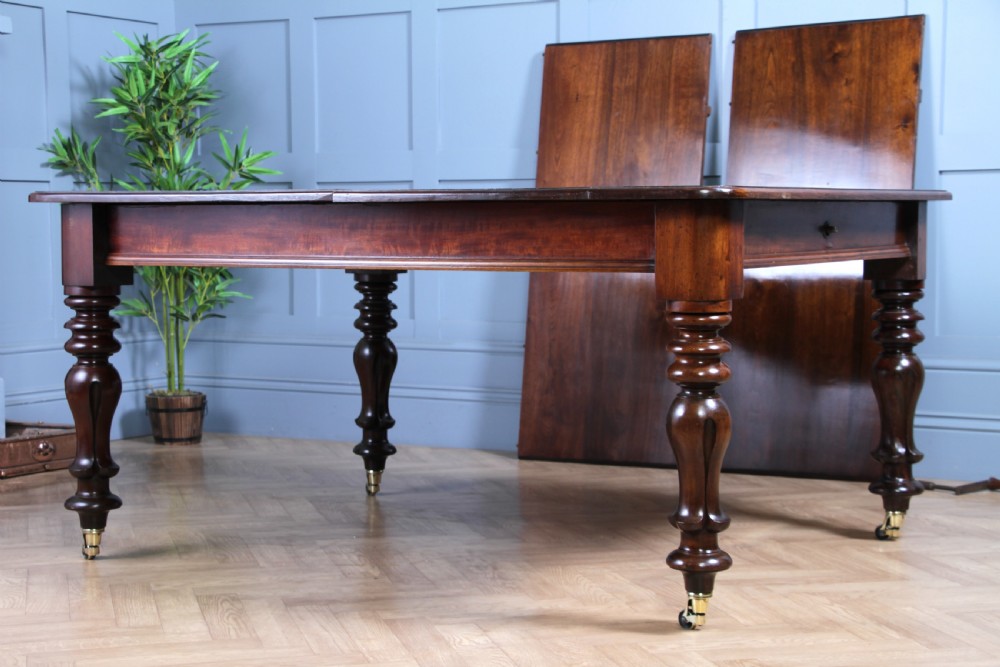 Antique Early Victorian Solid Mahogany Grand Wind Out 2 Leaf Dining Table C1840 View III