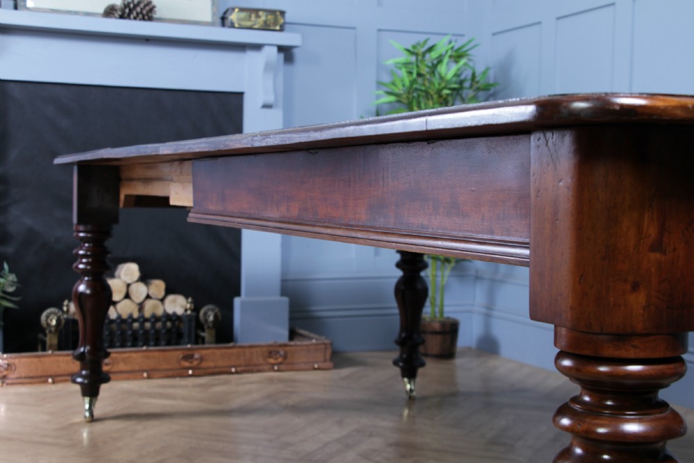 Antique Early Victorian Solid Mahogany Grand Wind Out 2 Leaf Dining Table C1840 View VIII