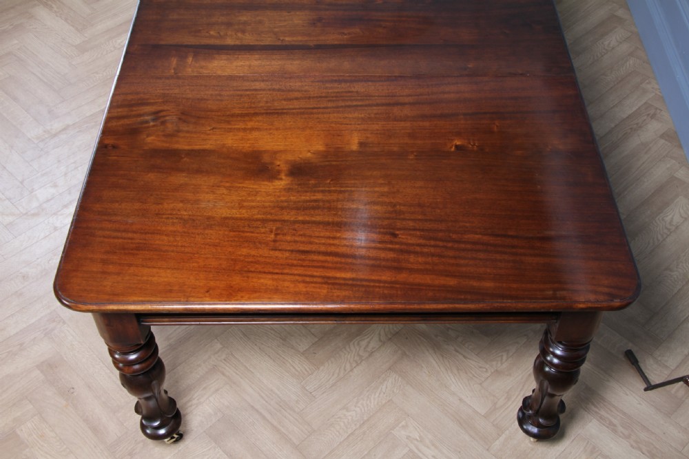 Antique Early Victorian Solid Mahogany Grand Wind Out 2 Leaf Dining Table C1840 View IX