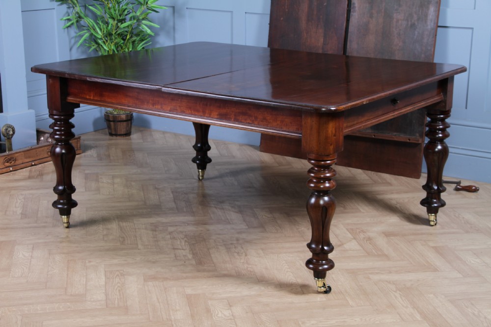 Antique Early Victorian Solid Mahogany Grand Wind Out 2 Leaf Dining Table C1840 View XI