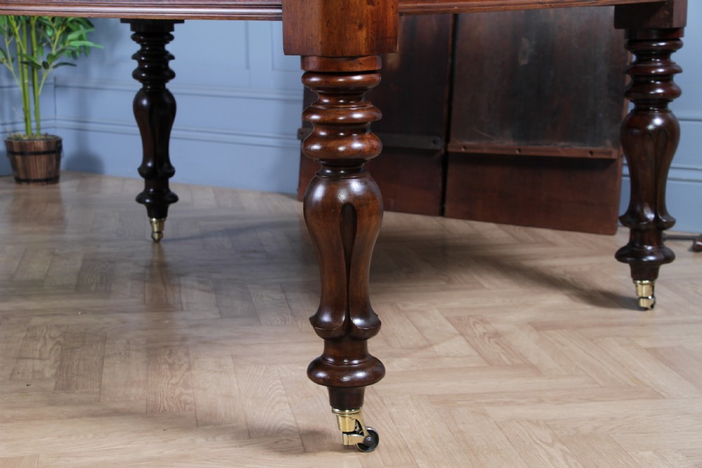 Antique Early Victorian Solid Mahogany Grand Wind Out 2 Leaf Dining Table C1840 View XIV