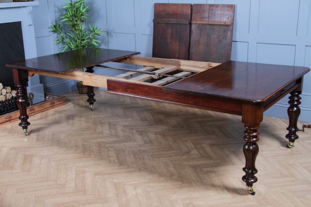 Antique Early Victorian Solid Mahogany Grand Wind Out 2 Leaf Dining Table C1840 View XVIII