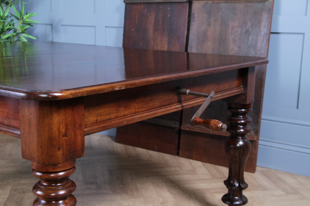 Antique Early Victorian Solid Mahogany Grand Wind Out 2 Leaf Dining Table C1840 View XIX