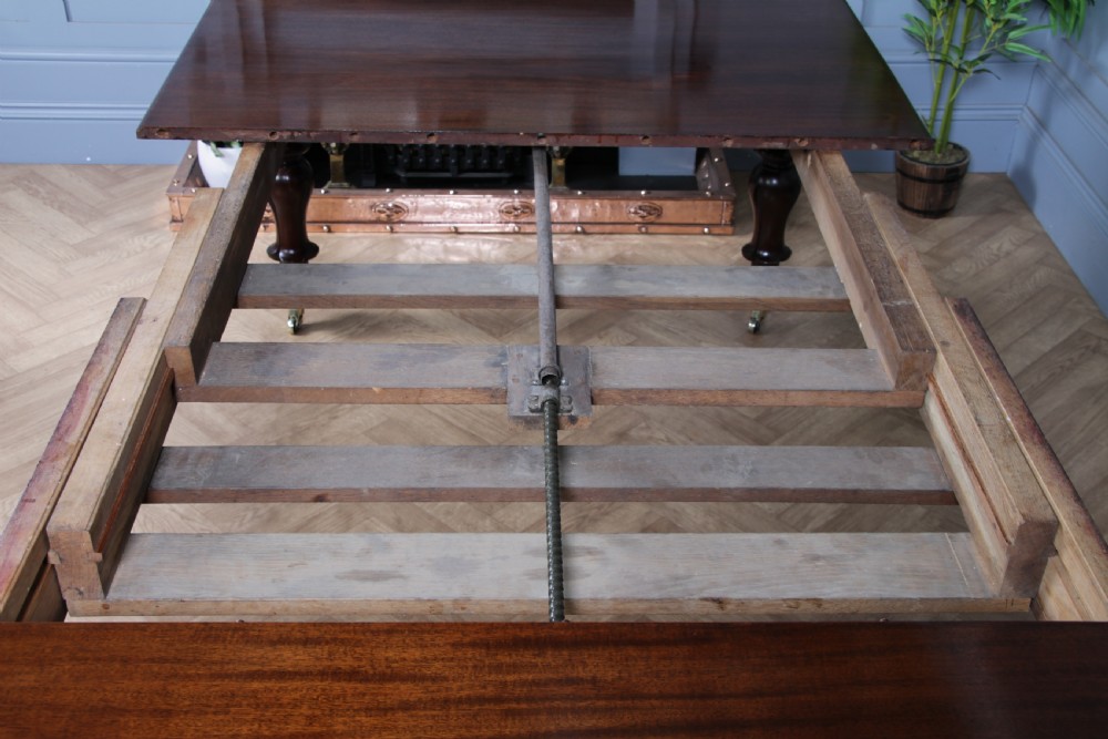 Antique Early Victorian Solid Mahogany Grand Wind Out 2 Leaf Dining Table C1840 View XXIV