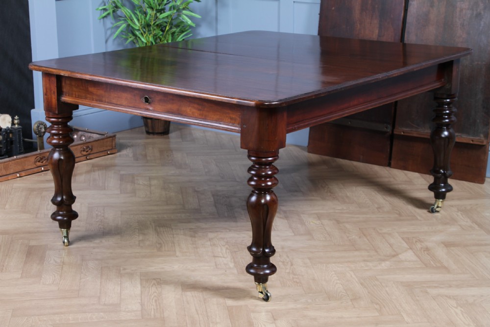 Antique Early Victorian Solid Mahogany Grand Wind Out 2 Leaf Dining Table C1840 View XXVI